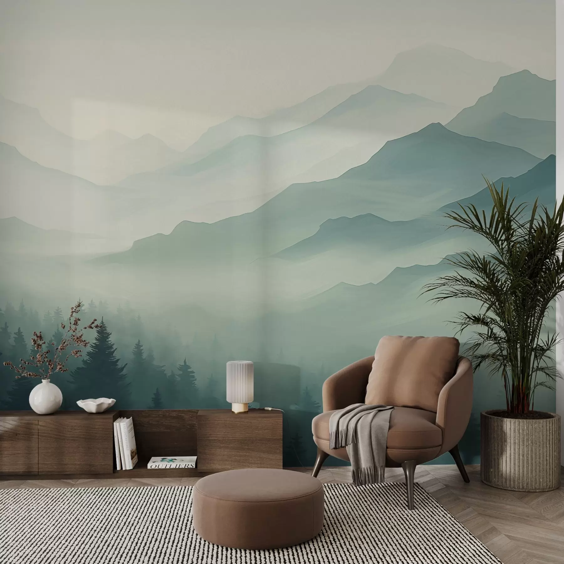 Papier peint Forêts et montagnes w02186