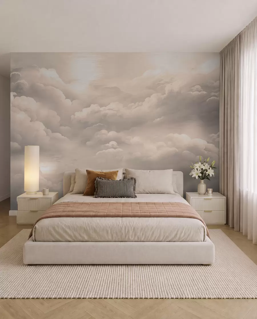 Papier peint Nuages en couleur sépia w02189