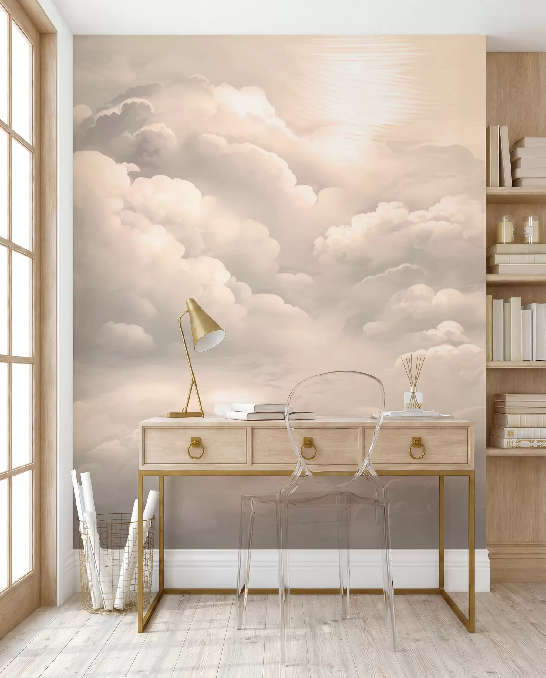Papier peint Nuages en couleur sépia w02189