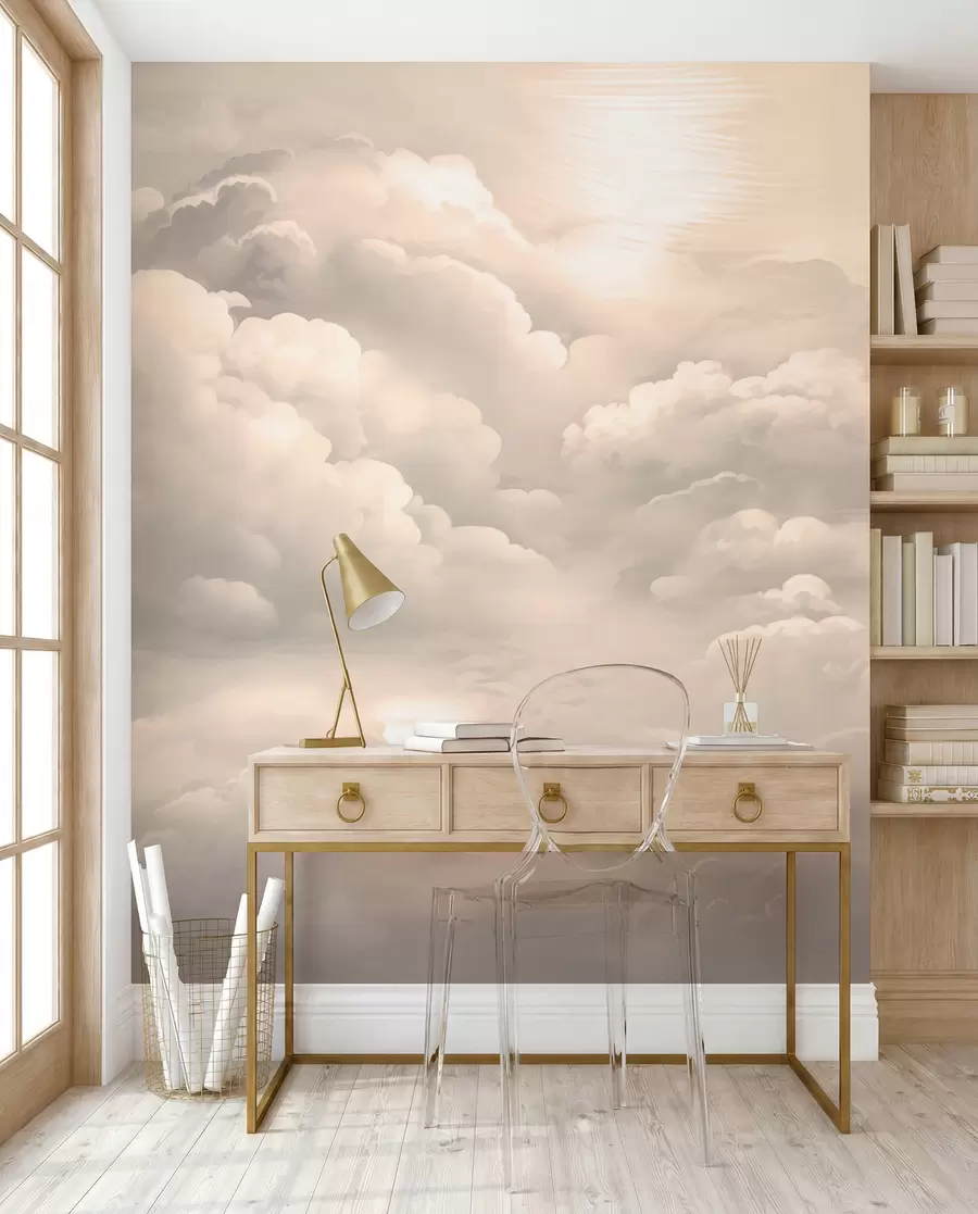 Papier peint Nuages en couleur sépia w02189