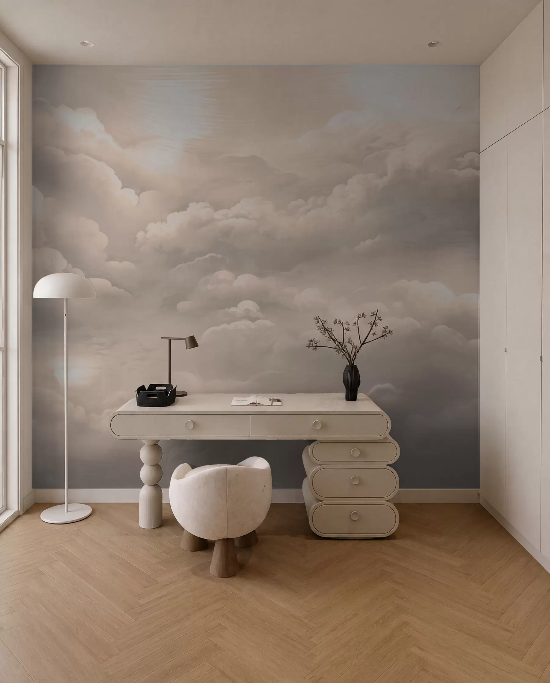 Papier peint Nuages en couleur sépia w02189
