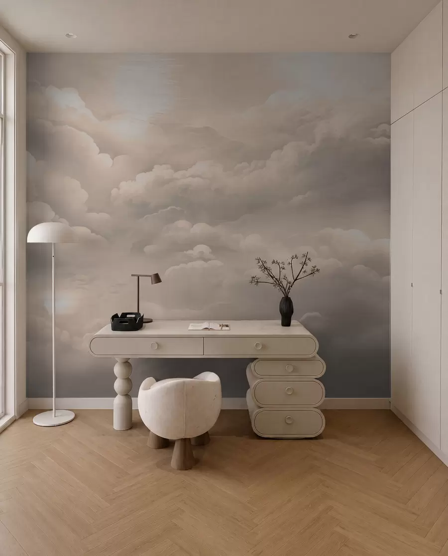 Papier peint Voûte de nuages sépia w02189