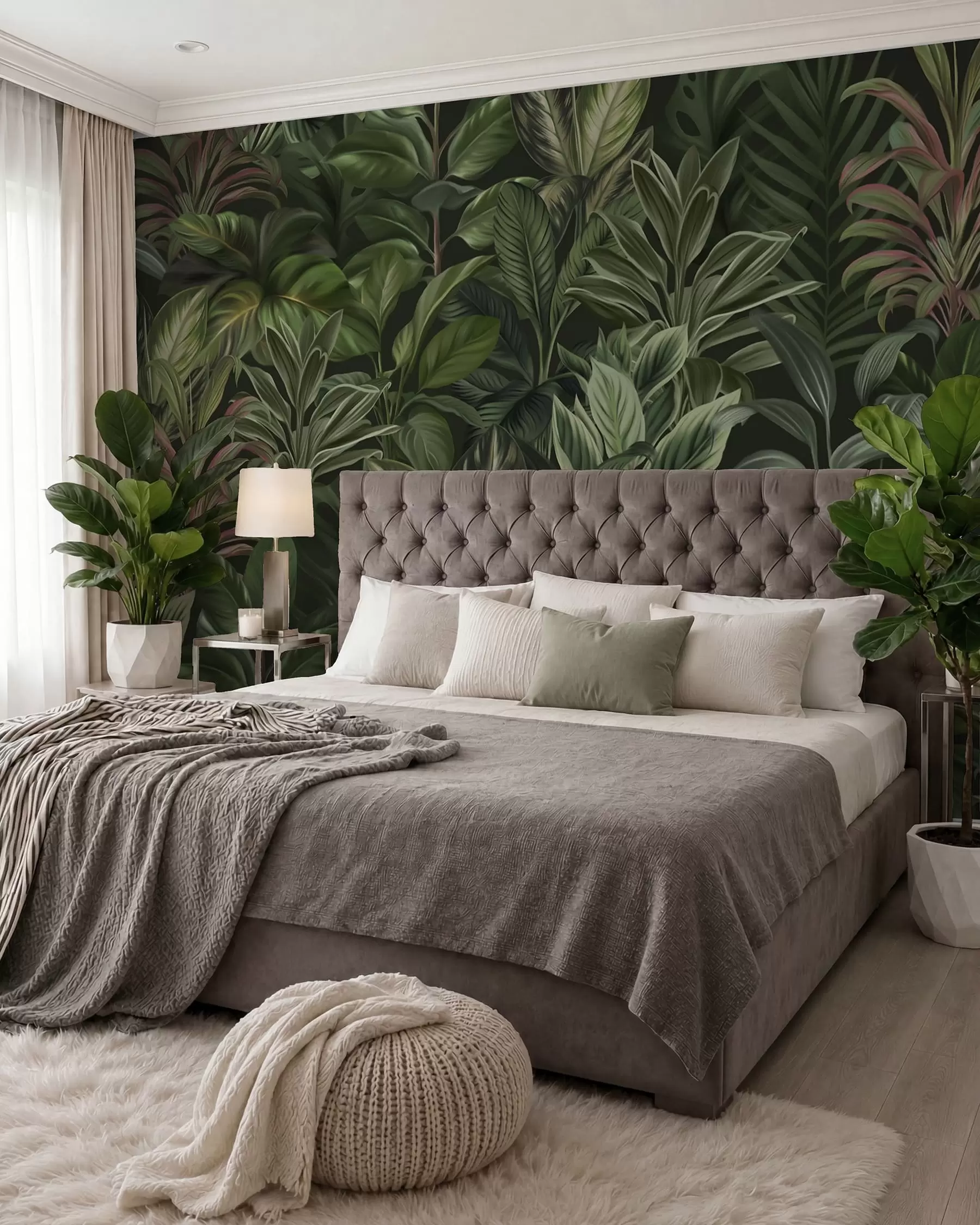 Papier peint Feuillage tropical vert épais w02126