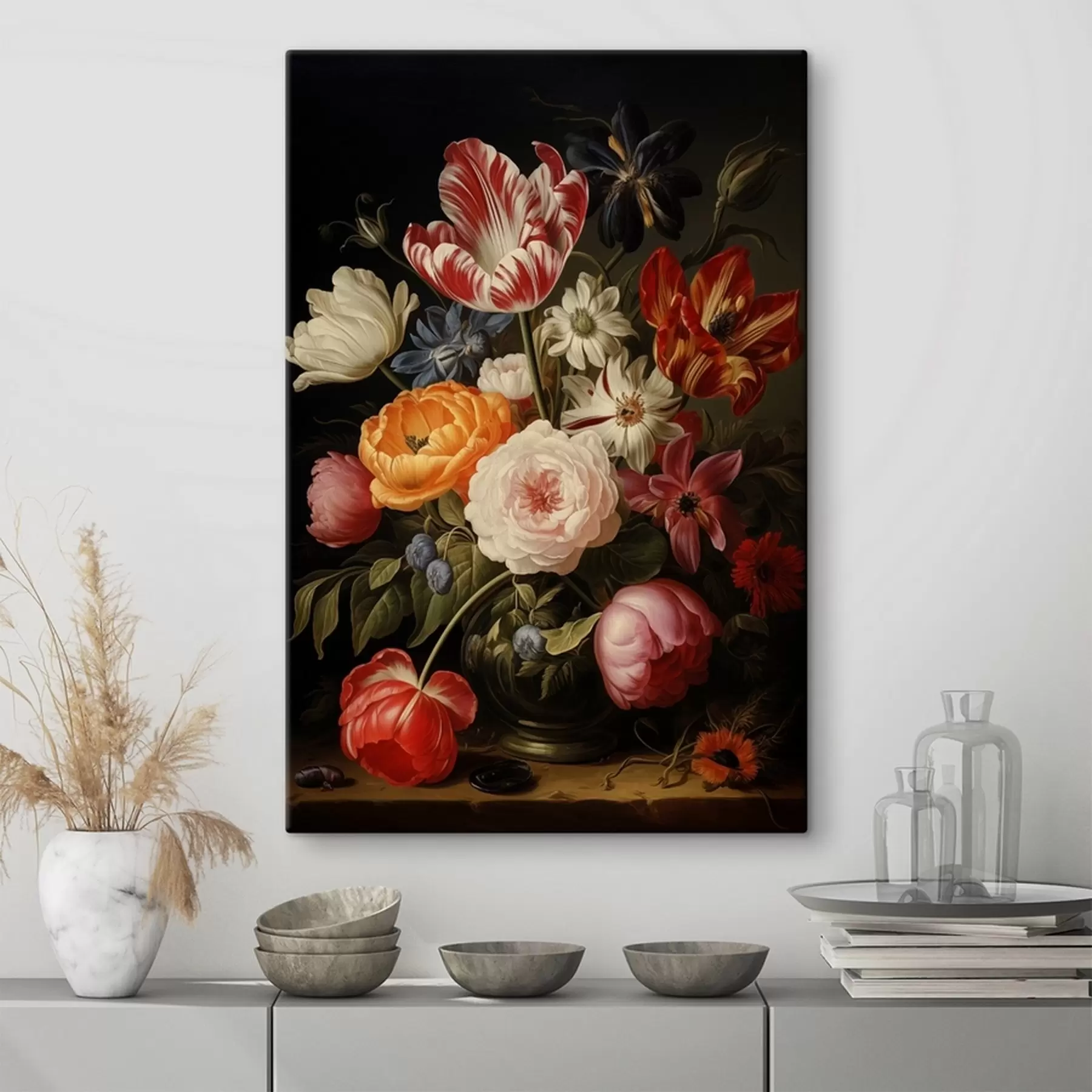 Papier peint Bouquet de fleurs sur fond sombre s41608