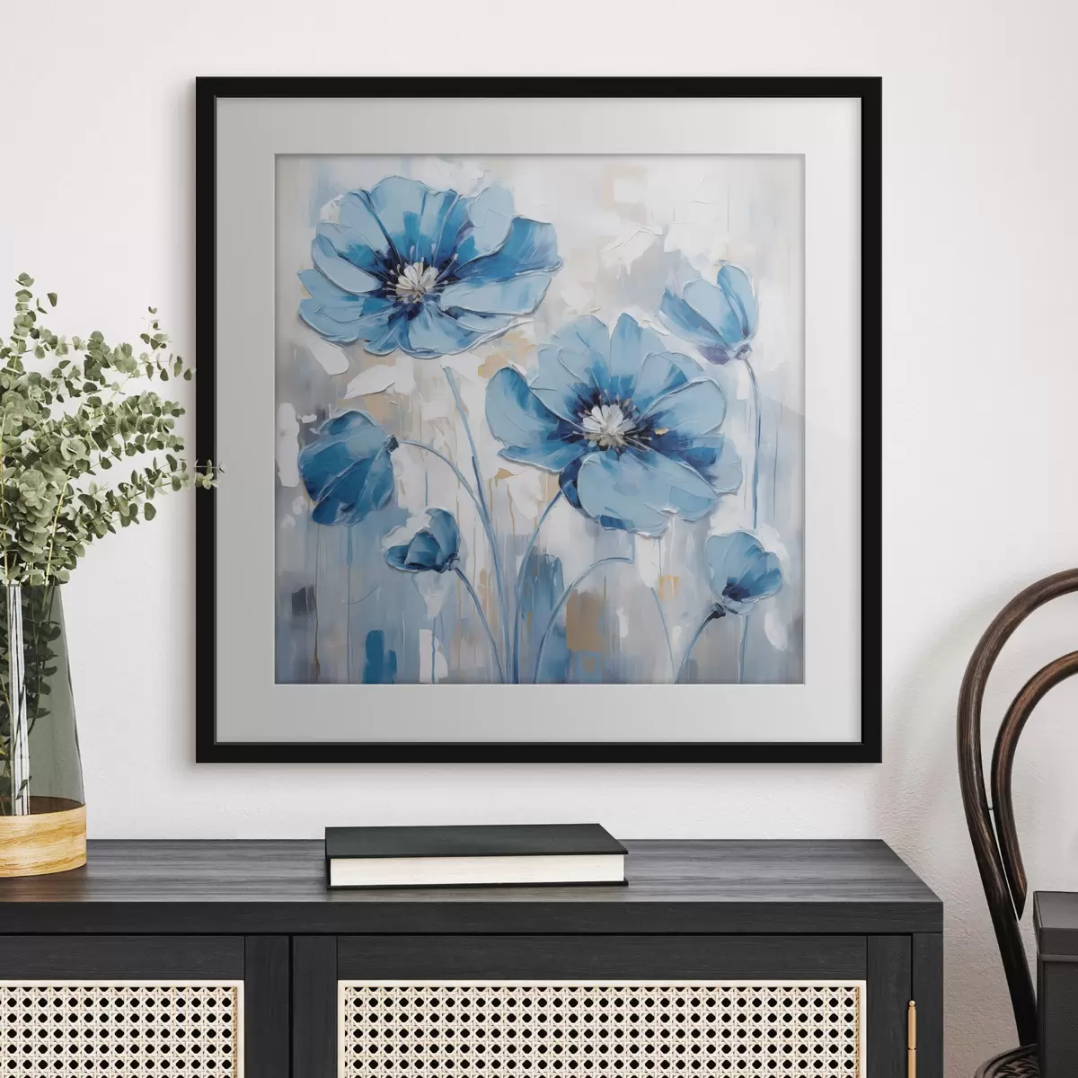 Poster Fleurs bleues peintes f41597