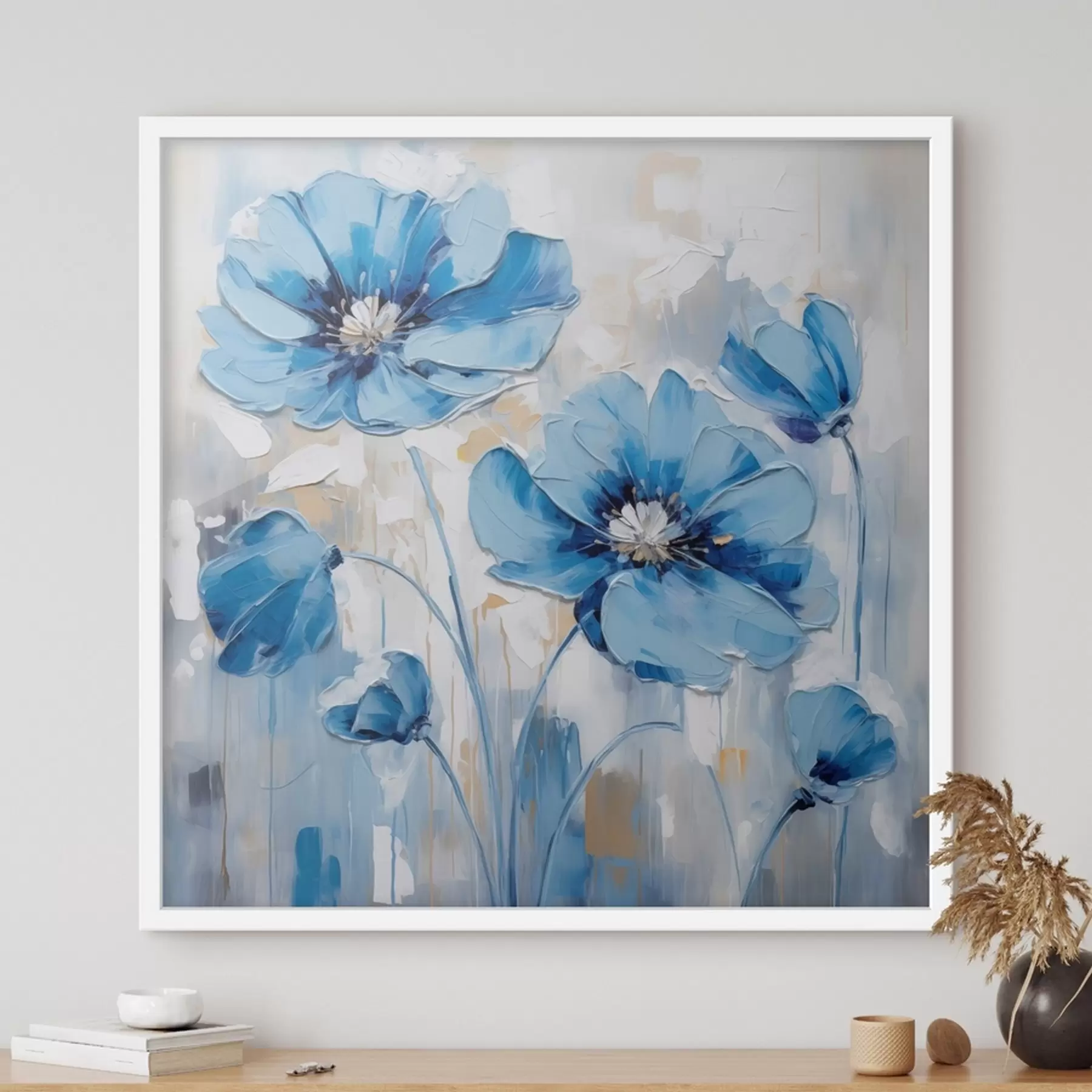 Papier peint Fleurs bleues peintes f41597