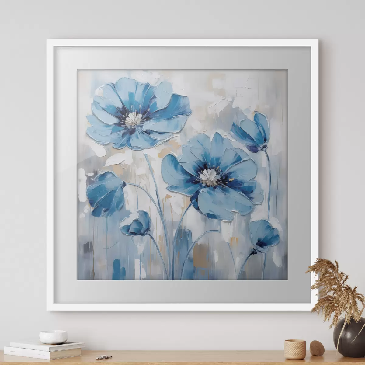 Poster Fleurs bleues peintes f41597