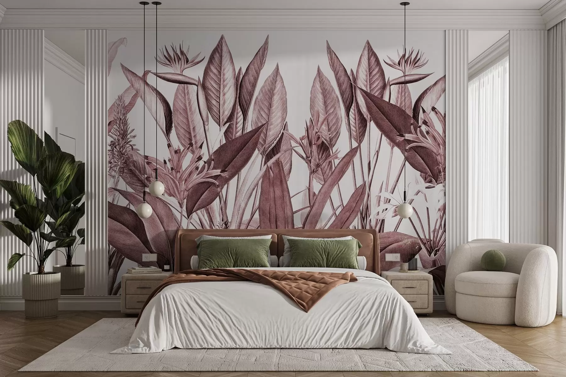 Papier peint Flore tropicale dans des tons sereins u96833v1