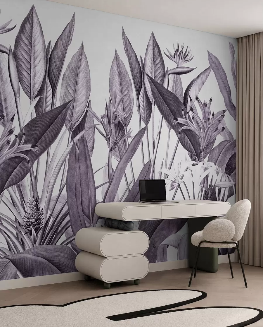 Papier peint Feuillage tropical dans des tons monochromes u96833v5