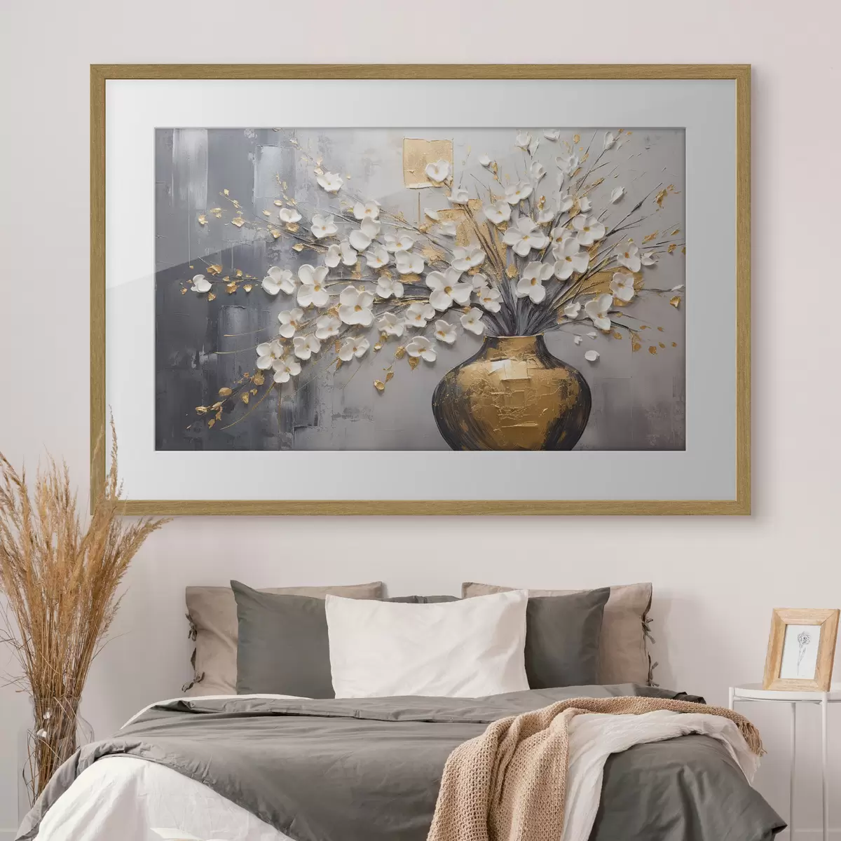 Poster Volumétrique petites fleurs légères dans un vase, imitation peinture à l'huile f41558