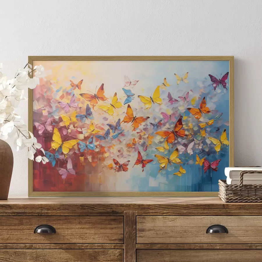Papier peint Beaucoup de papillons avec de la peinture f41561