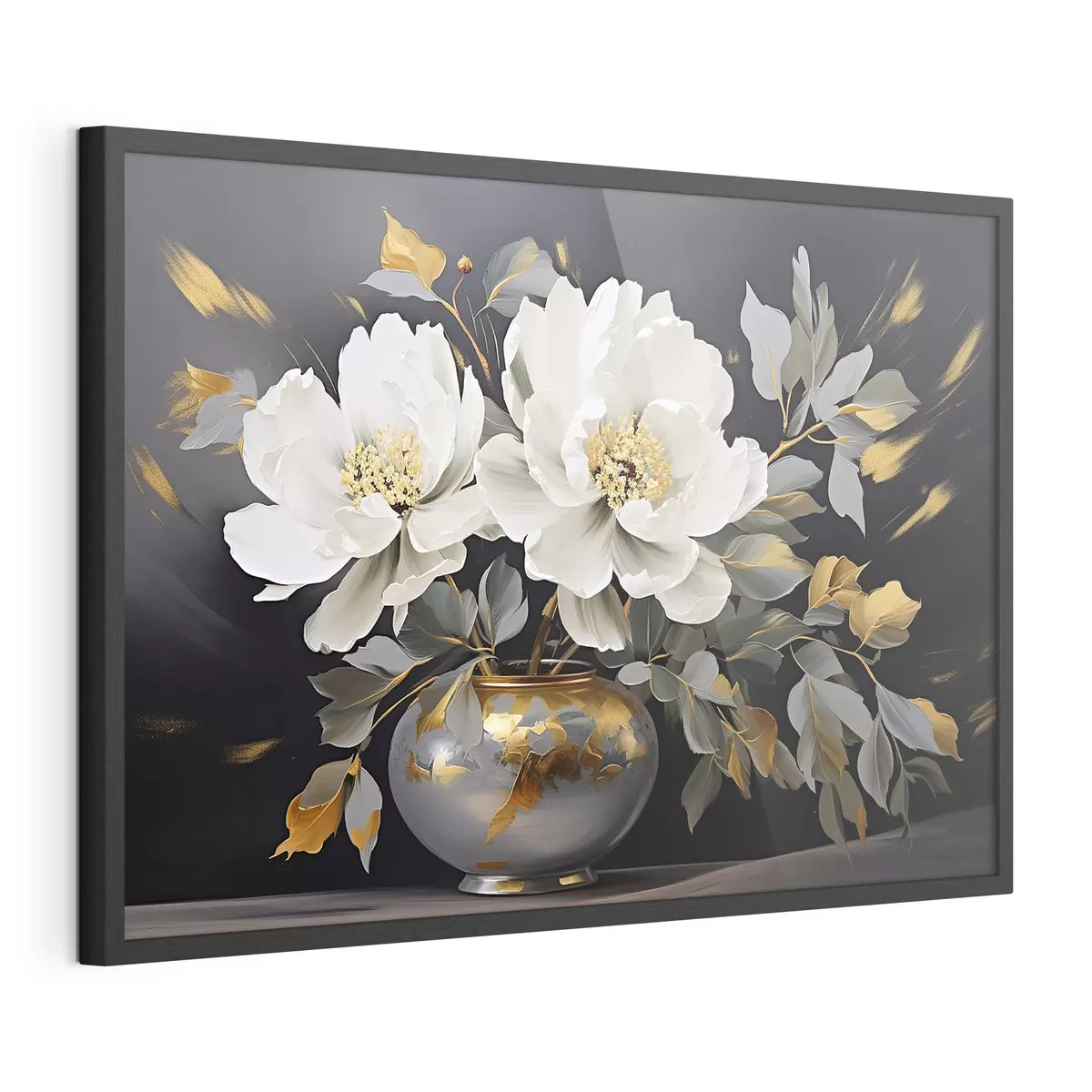 Poster Délicates pivoines blanches dans un vase f41568