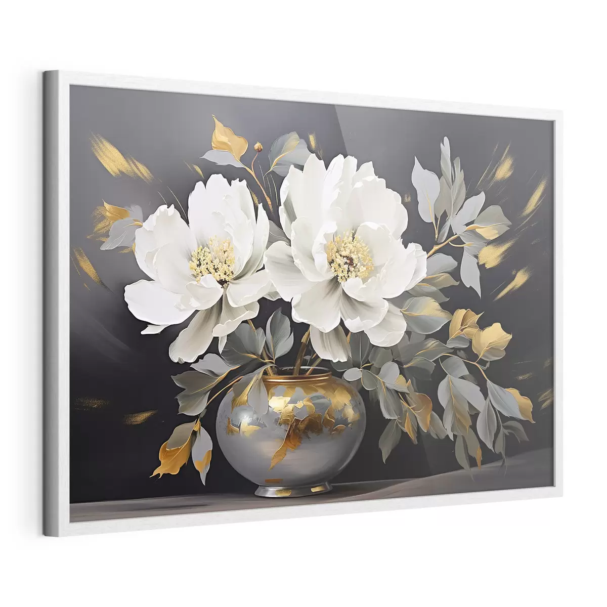 Poster Délicates pivoines blanches dans un vase f41568