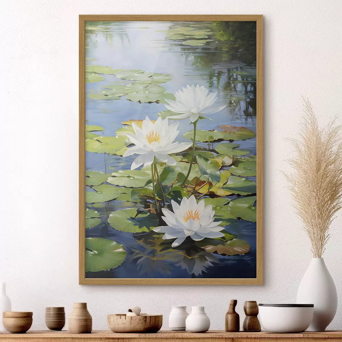 Poster Trois nénuphars sur l’eau f41572