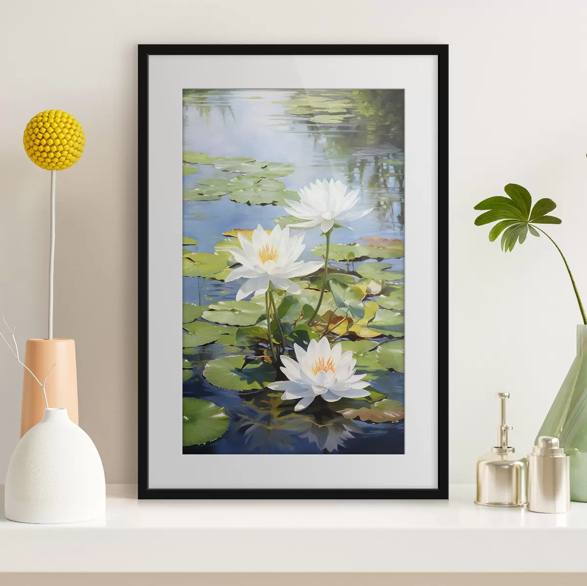 Poster Trois nénuphars sur l’eau f41572