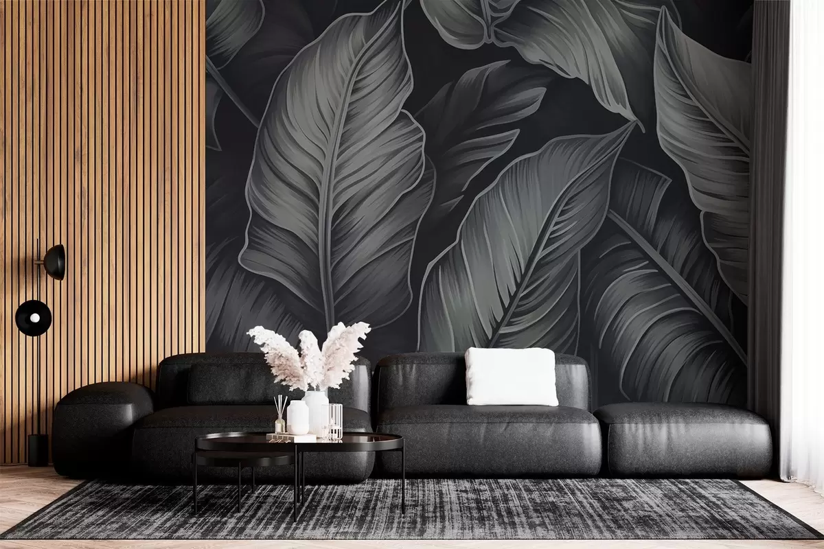 Papier peint Feuilles de bananier monochromes w02158