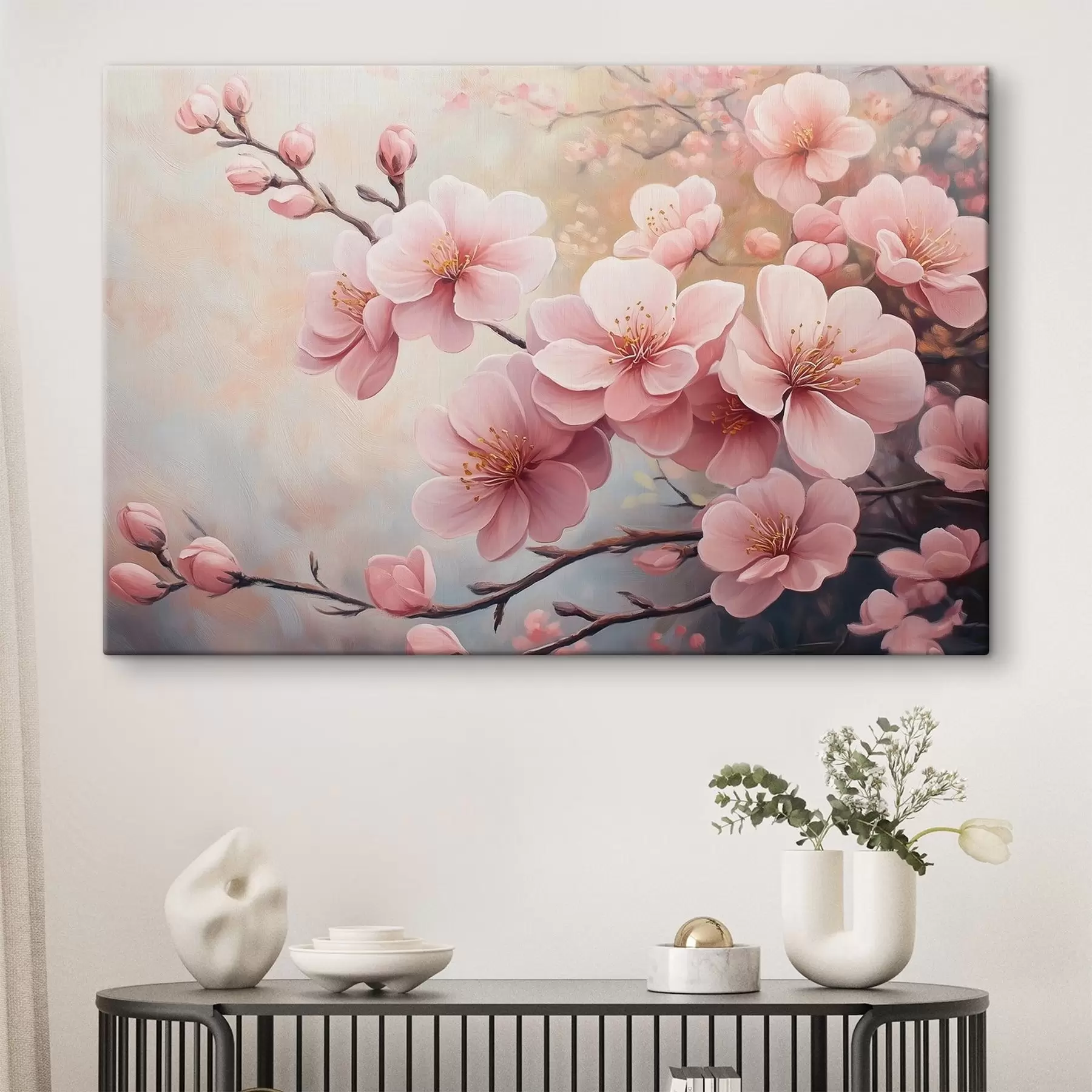 Papier peint branches à fleurs roses s41628