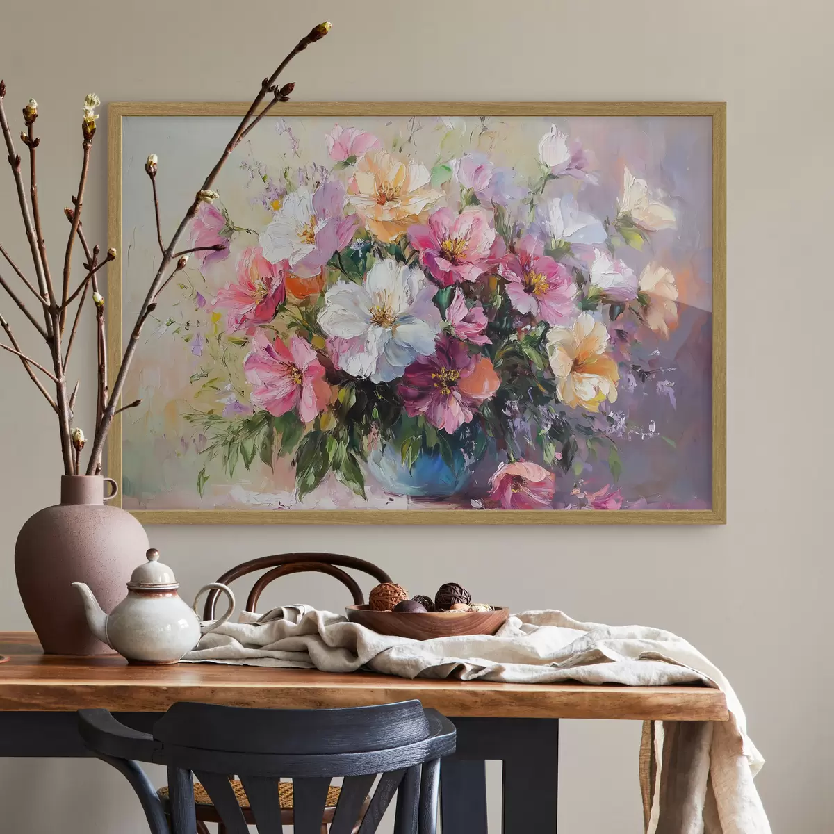 Poster Bouquet de jardin en vase bleu f41630