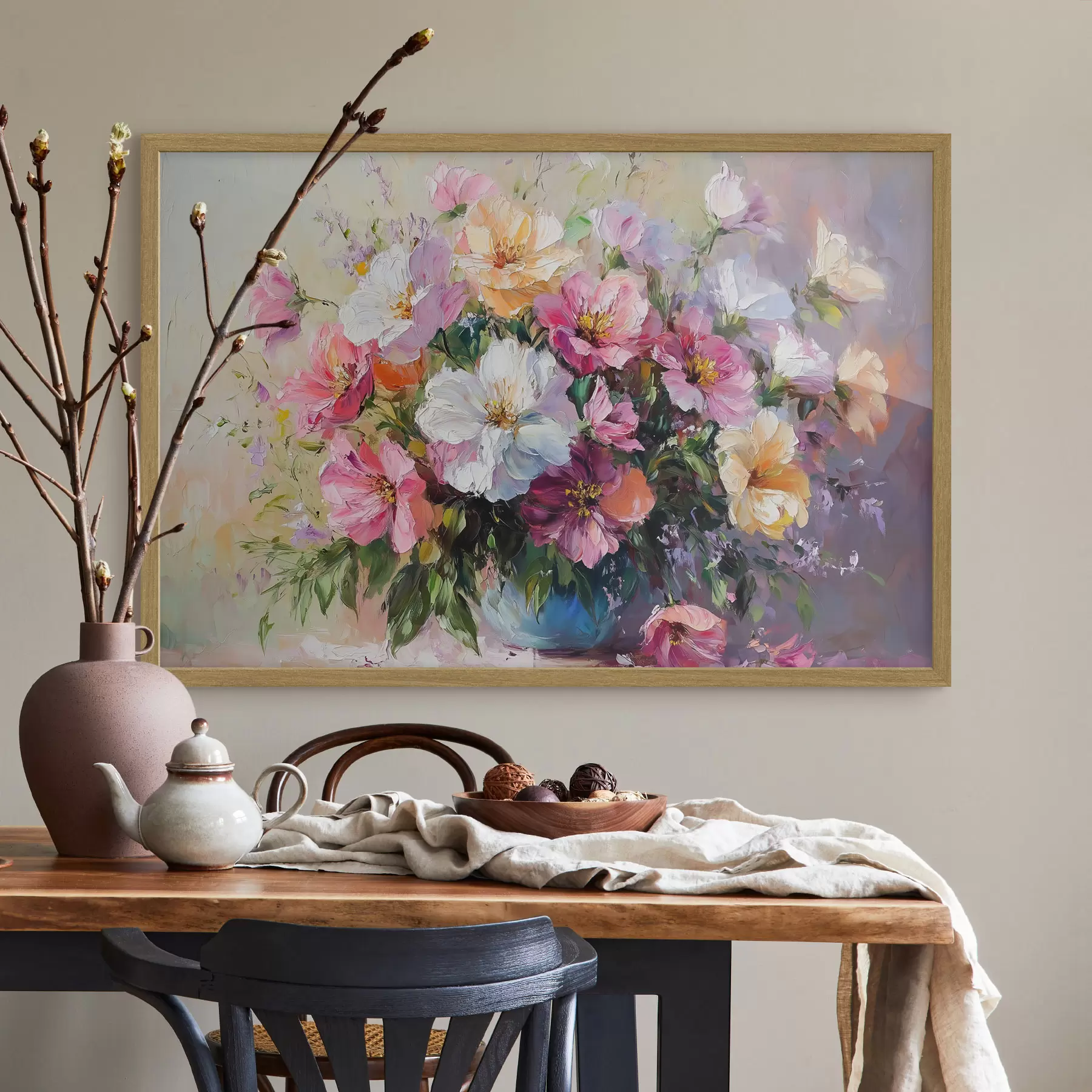 Papier peint Bouquet de jardin en vase bleu f41630