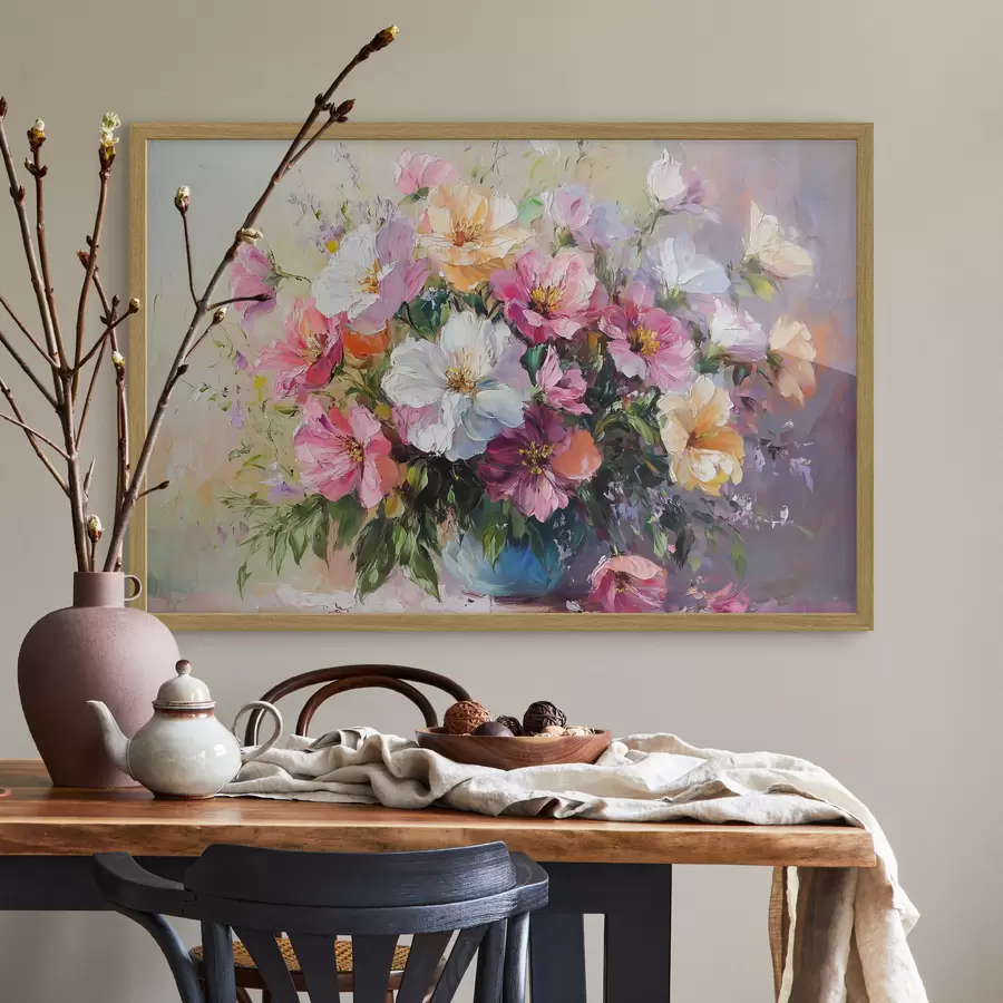 Papier peint Bouquet de jardin en vase bleu f41630