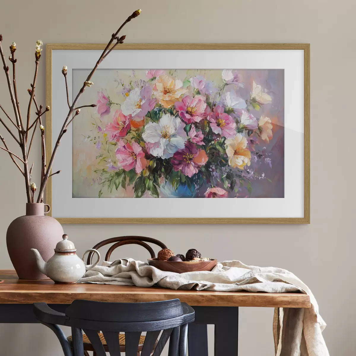 Poster Bouquet de jardin en vase bleu f41630