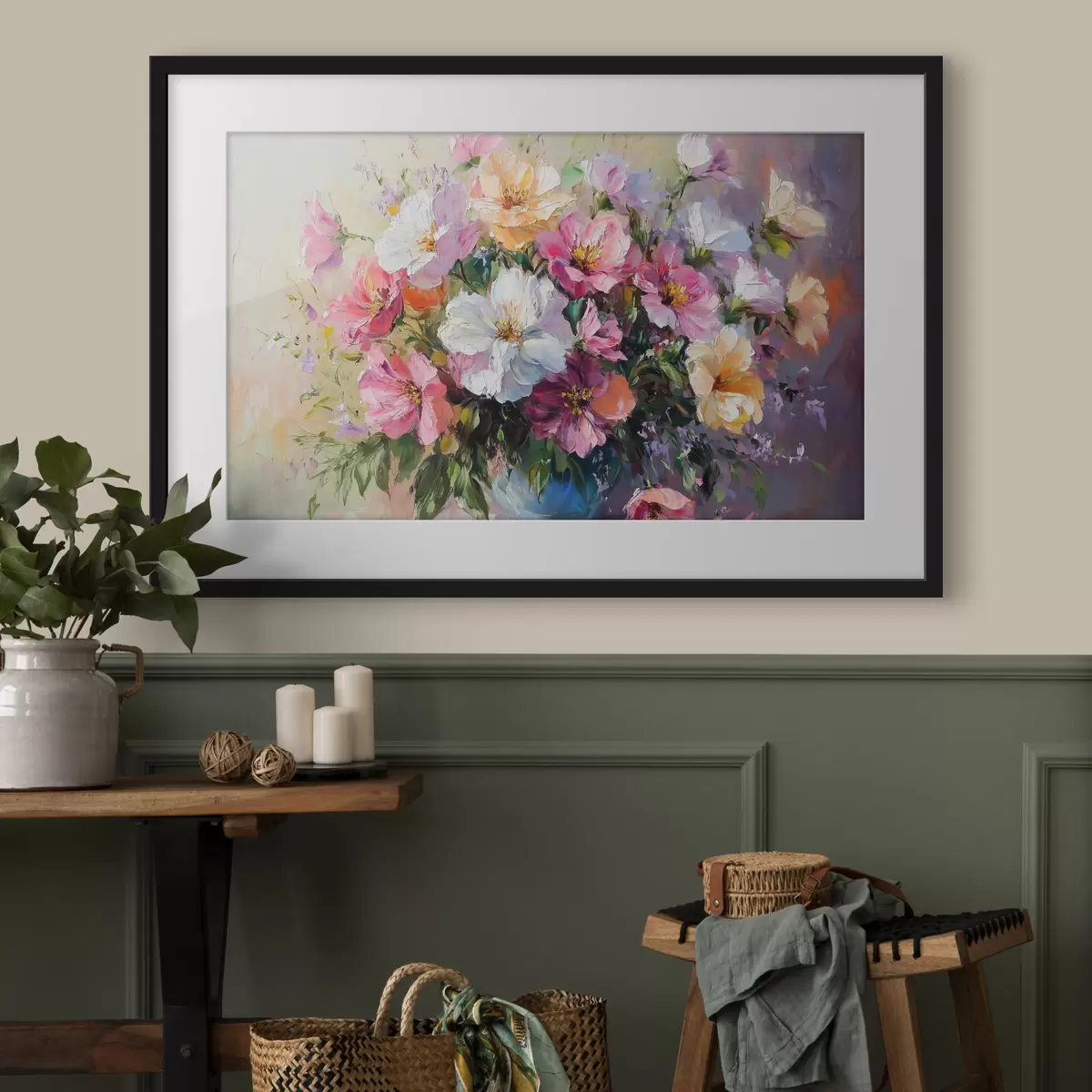 Poster Bouquet de jardin en vase bleu f41630