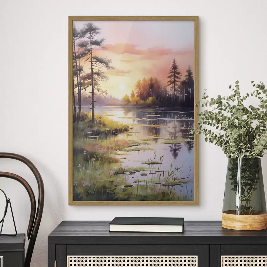Papier peint Le lac rencontre le soleil f41644