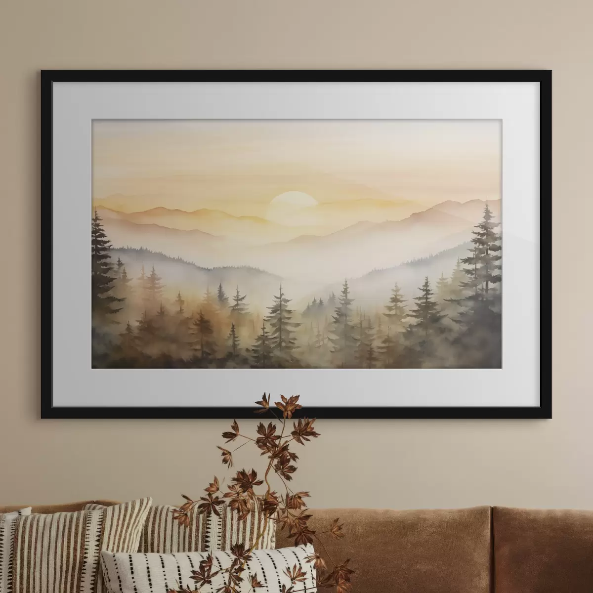 Poster Soleil sur les crêtes boisées f41645