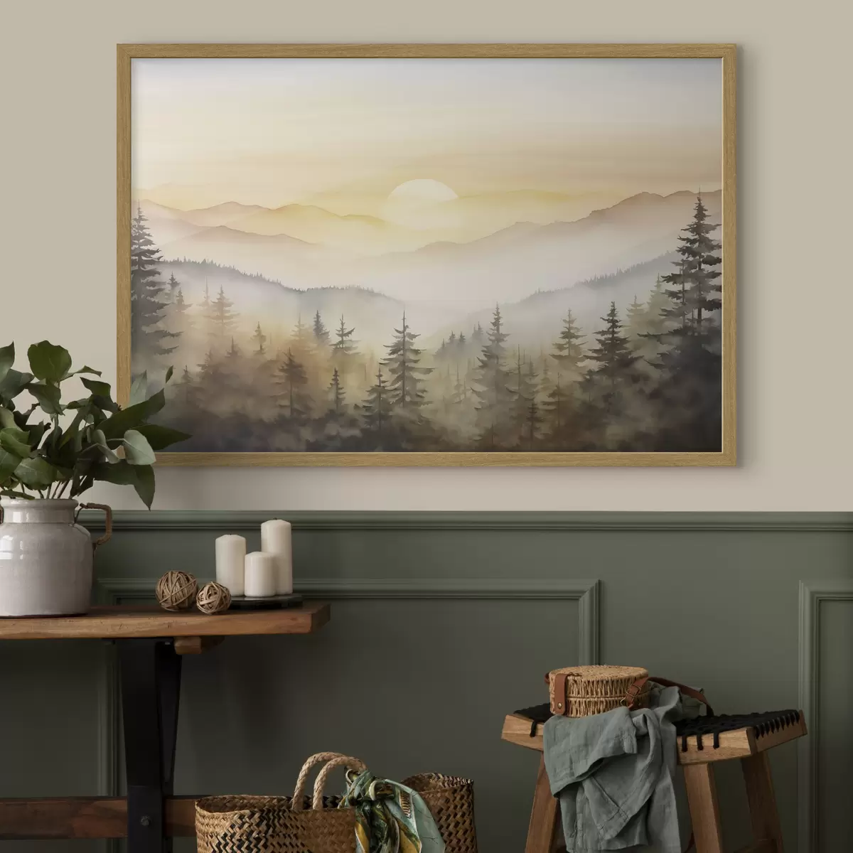 Poster Soleil sur les crêtes boisées f41645