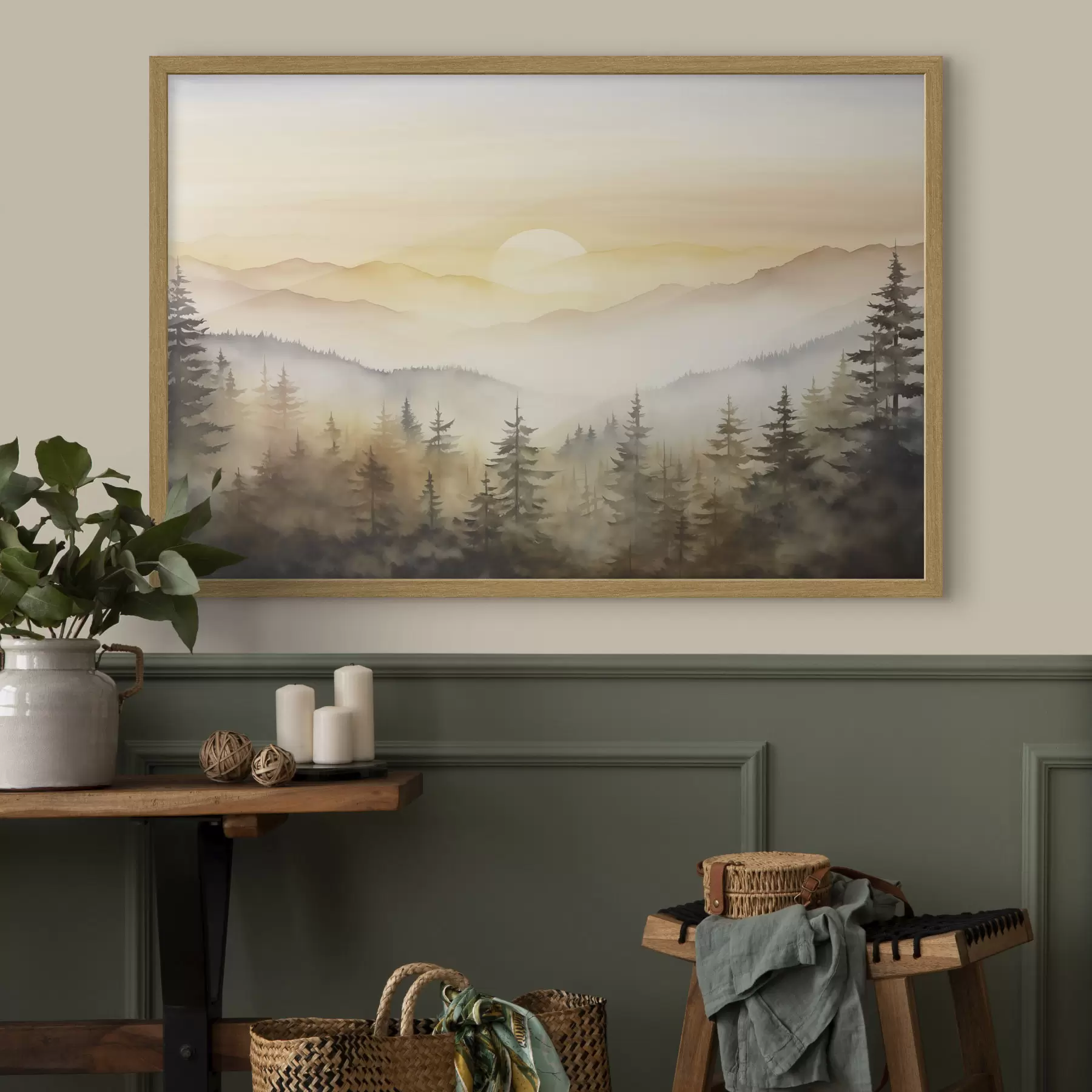 Papier peint Soleil sur les crêtes boisées f41645