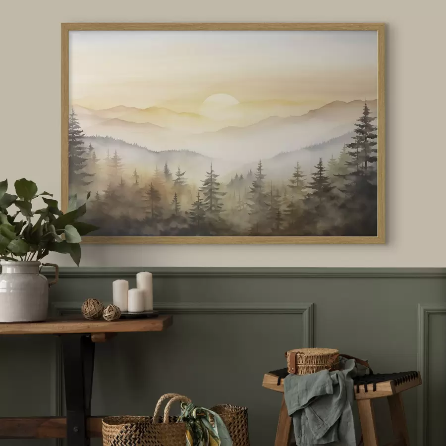 Papier peint Soleil sur les crêtes boisées f41645