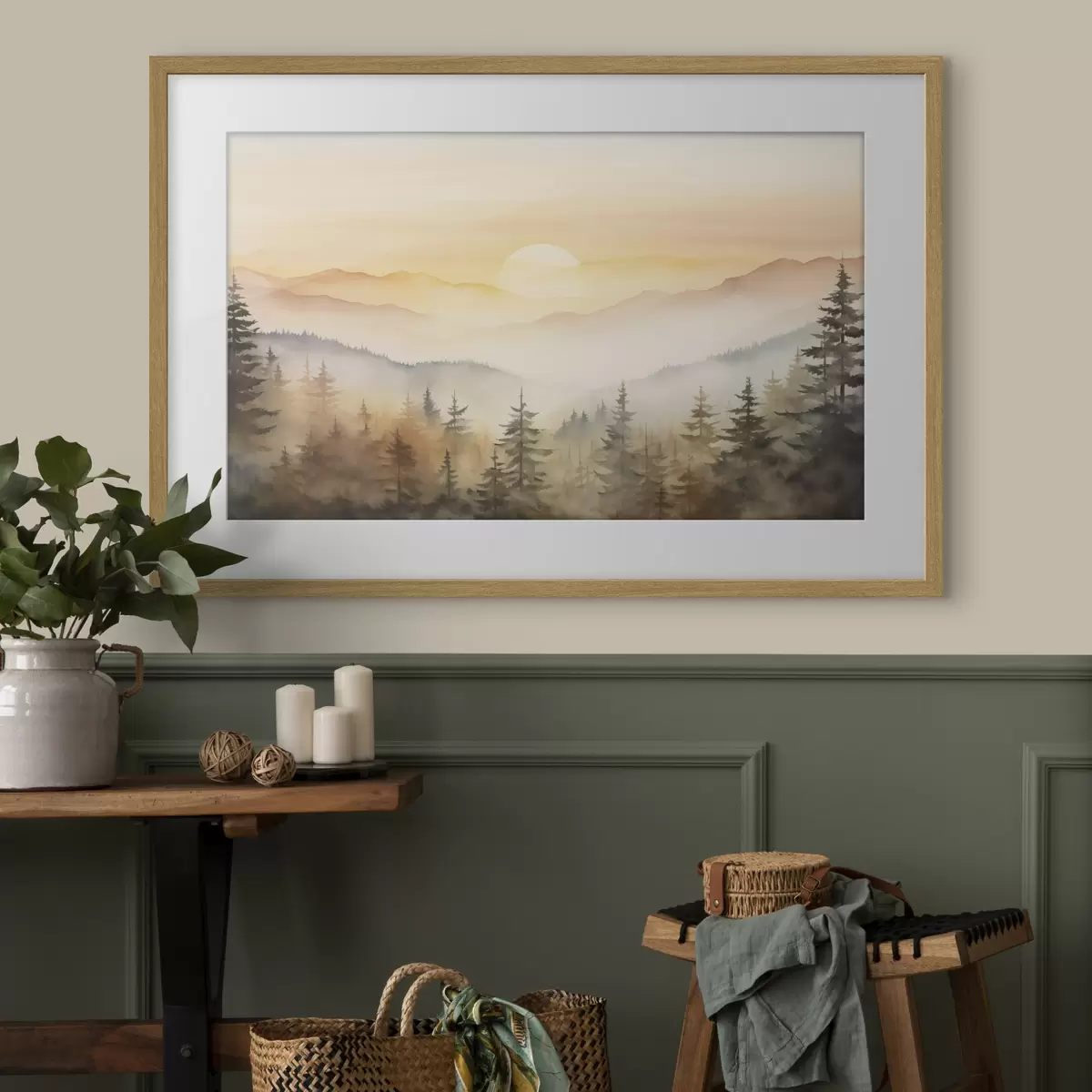 Poster Soleil sur les crêtes boisées f41645