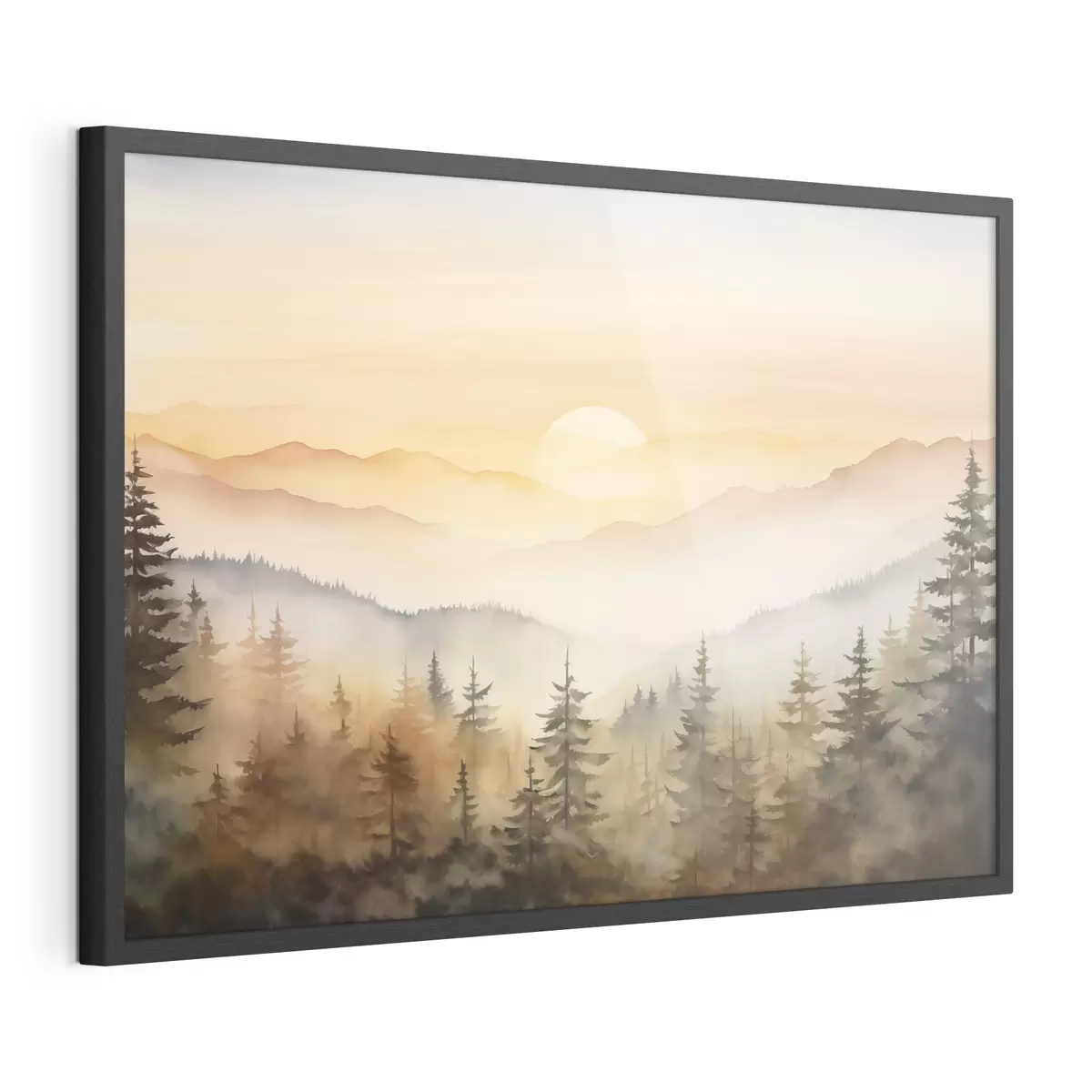 Poster Soleil sur les crêtes boisées f41645
