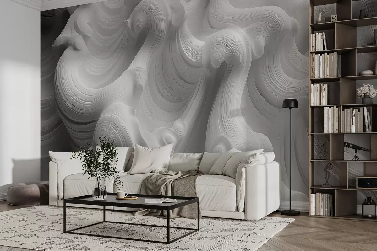 Papier peint Vagues blanches en relief w02235