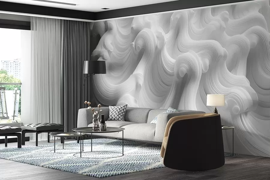 Papier peint Vagues blanches en relief w02235