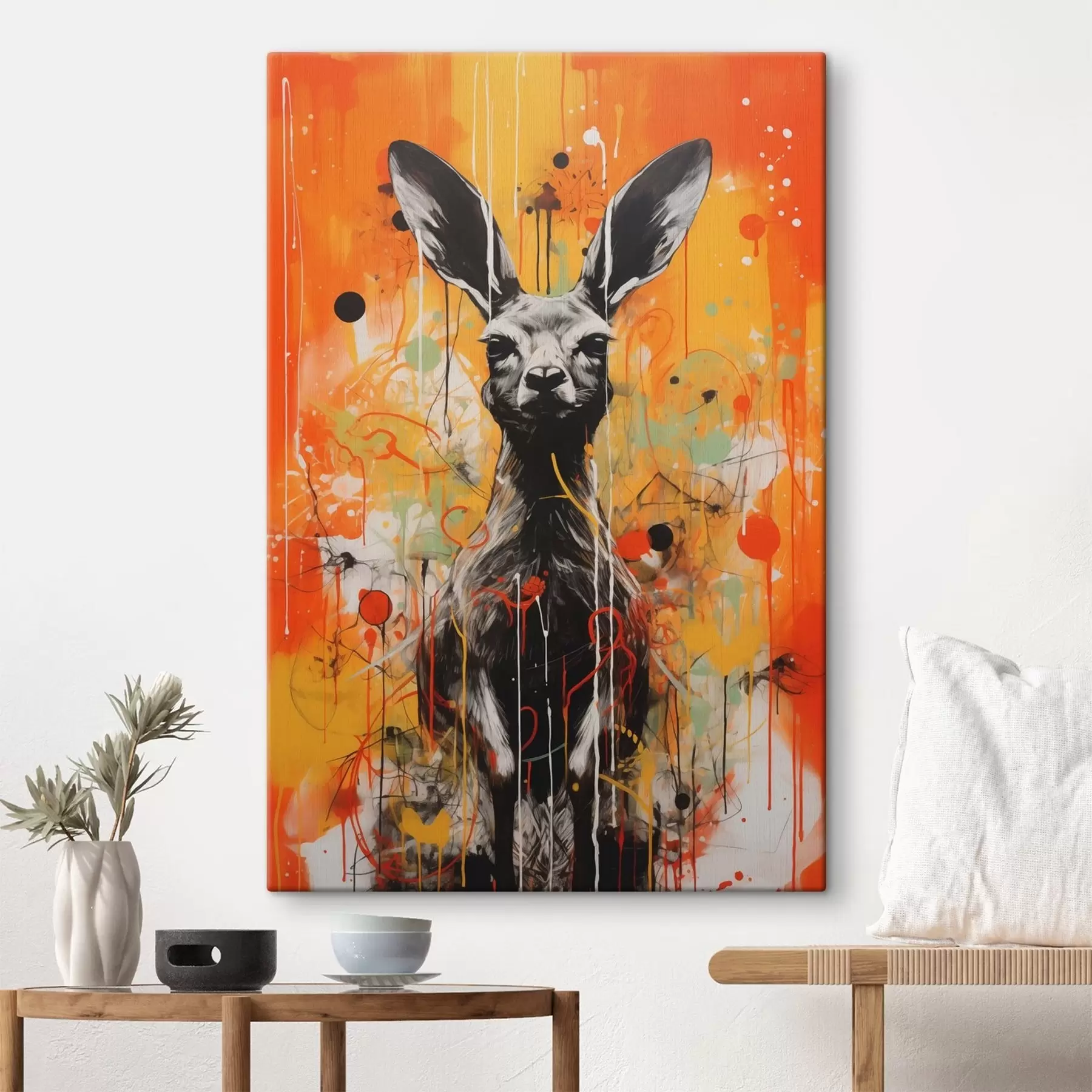 Papier peint Kangourou sur fond abstrait lumineux s41656