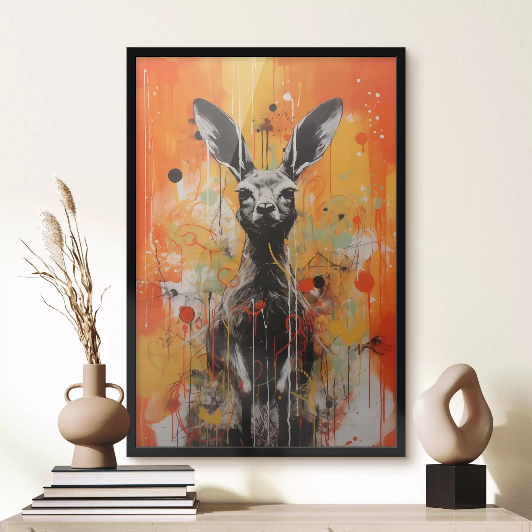 Tableau Kangourou sur fond abstrait lumineux f41656