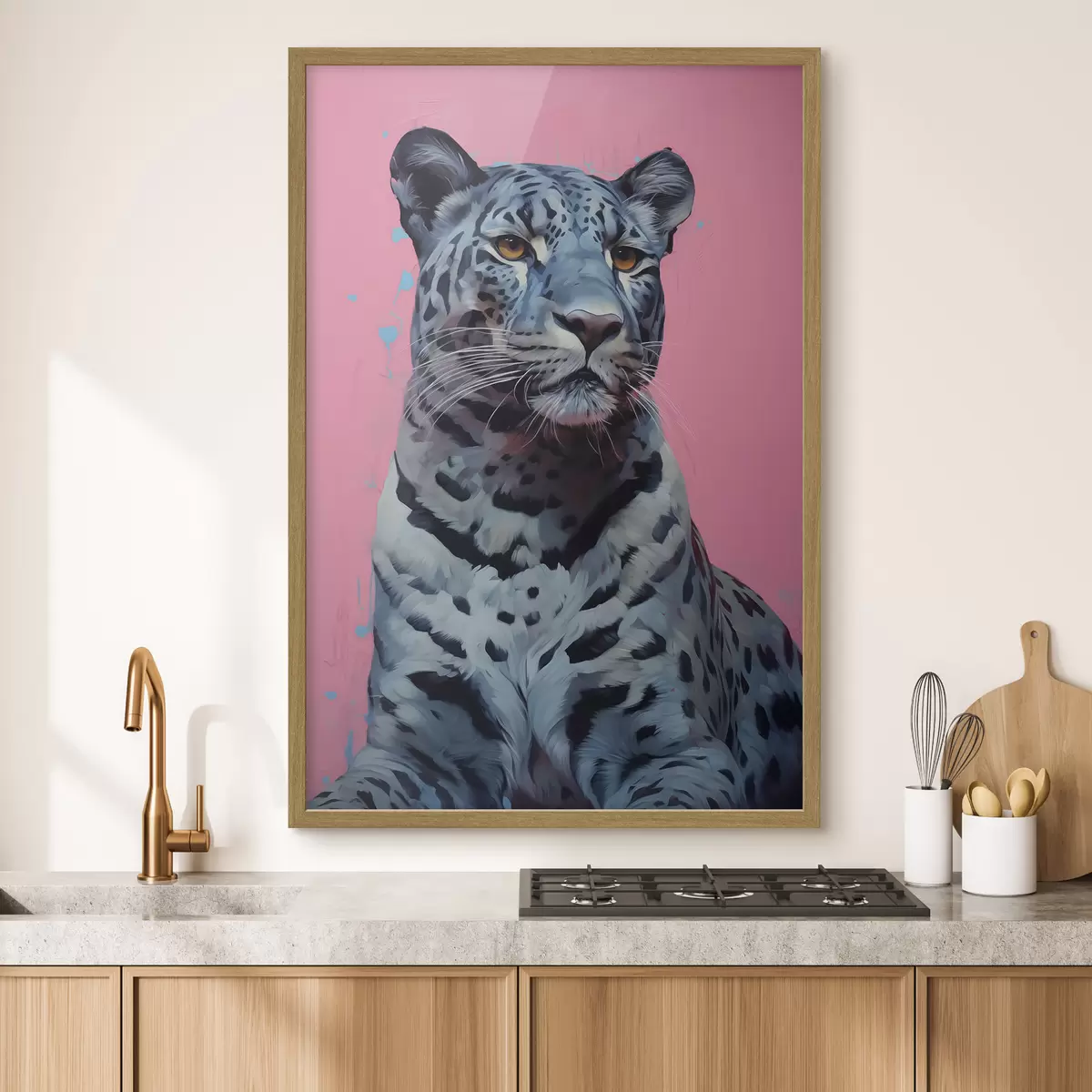 Poster Tigre bleu sur fond rose f41658