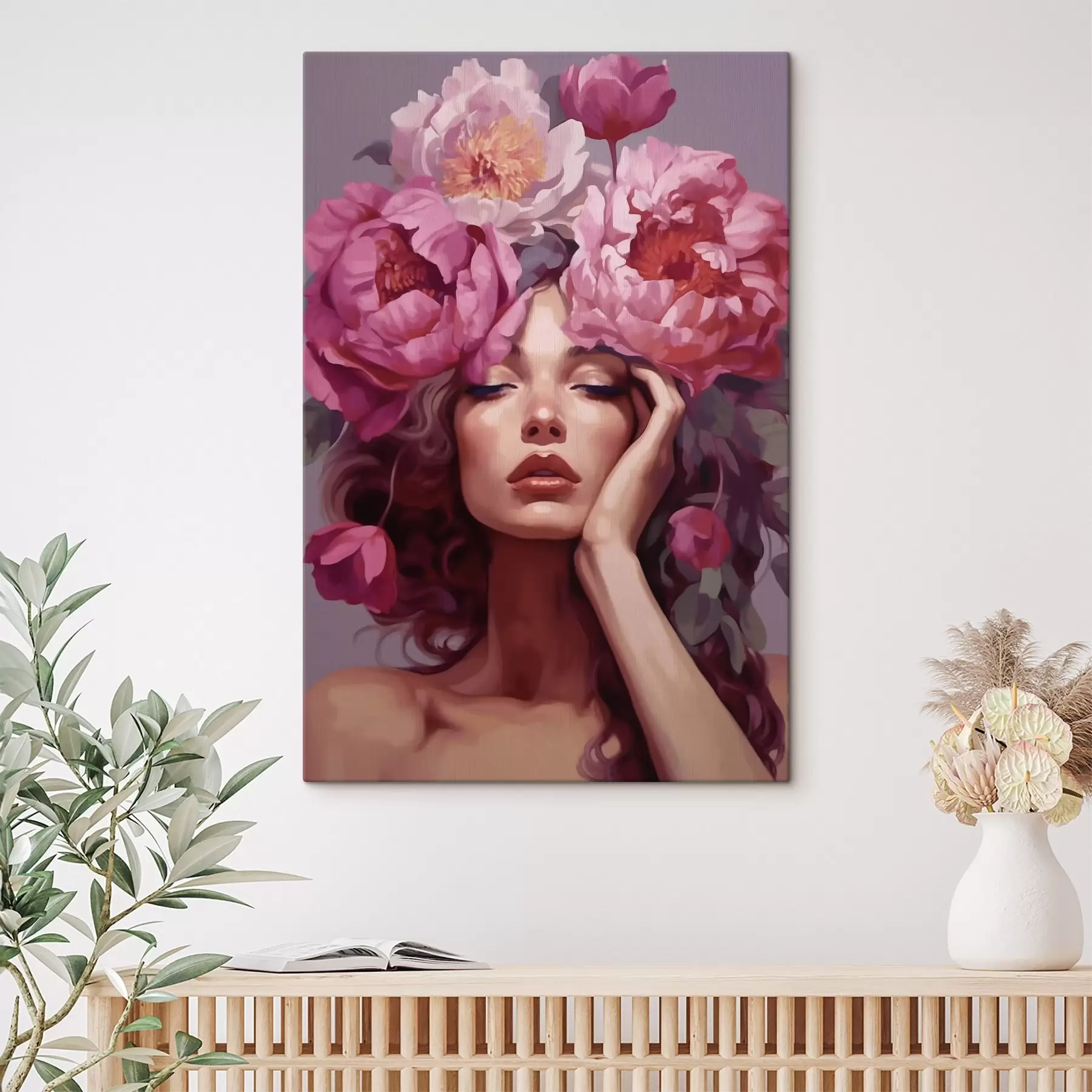Papier peint Fille avec des fleurs dans les cheveux s41682