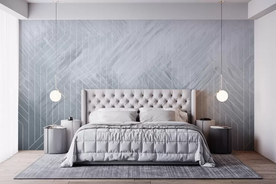 Papier peint Fond abstrait géométrique avec lignes diagonales et effet de dégradé dans les tons de bleu w08433