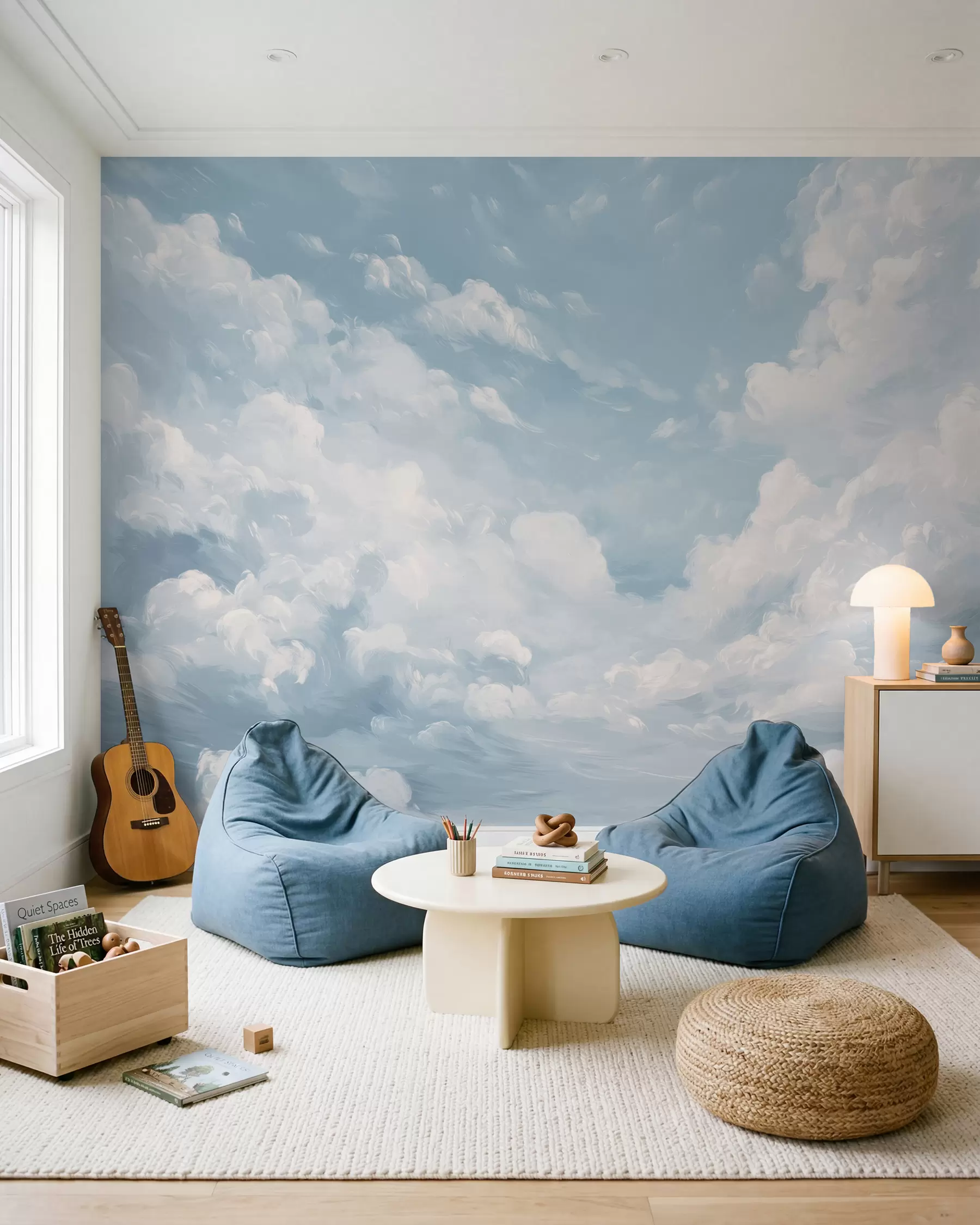 Papier peint Nuages dans un bleu pictural w02313