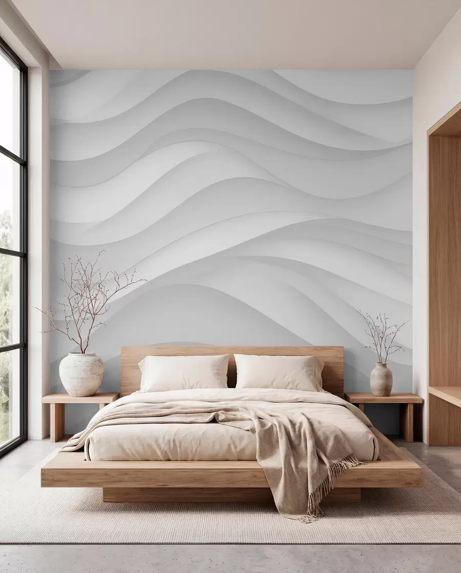 Papier peint Vagues grises dans des tons doux w02314
