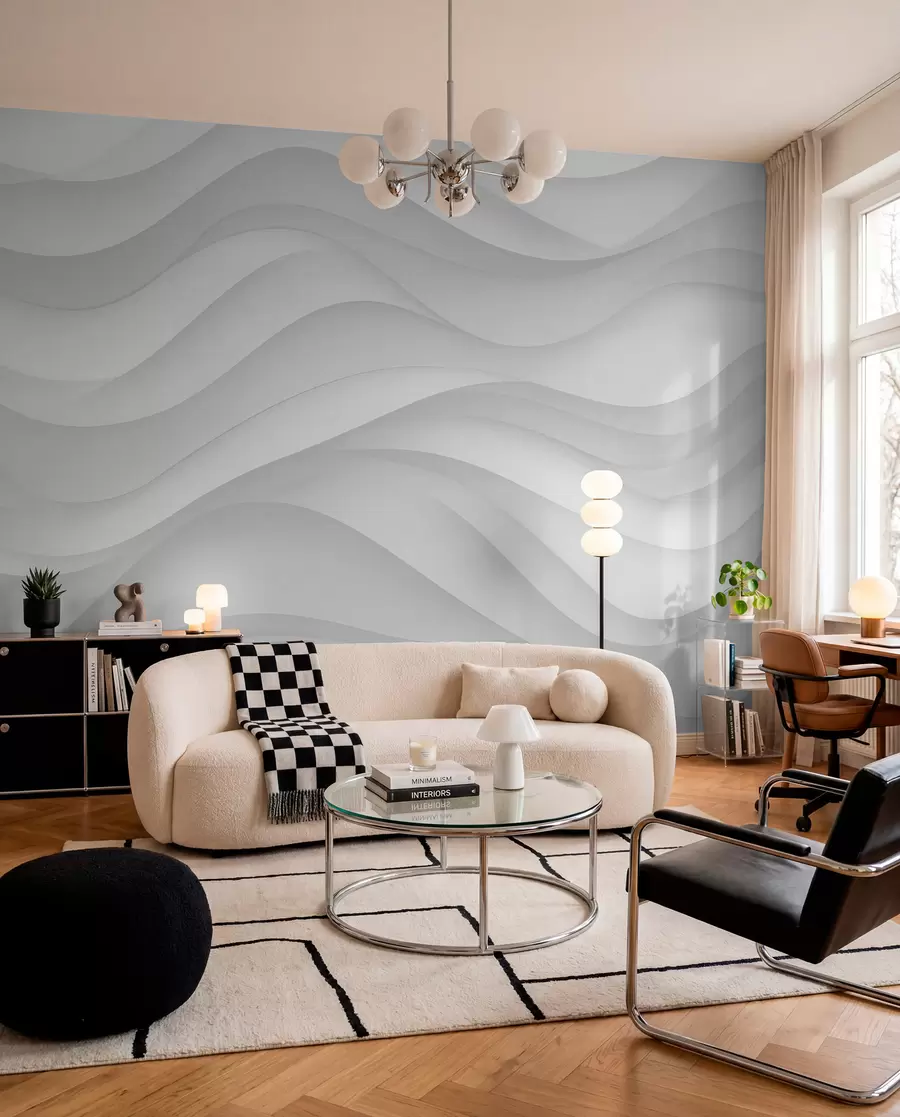Papier peint Vagues grises dans des tons doux w02314