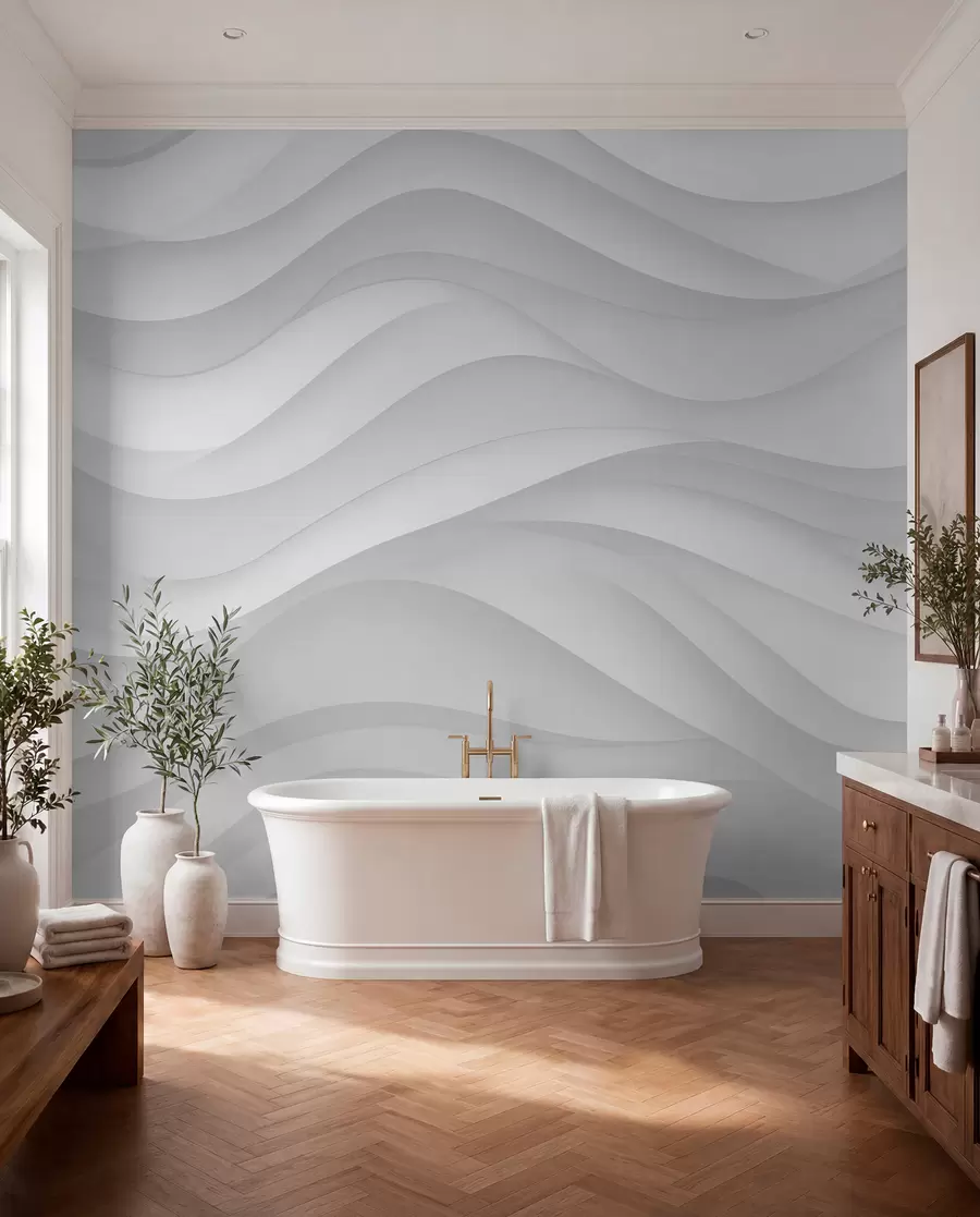 Papier peint Vagues grises dans des tons doux w02314