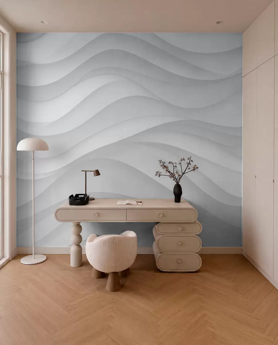 Papier peint Vagues grises dans des tons doux w02314