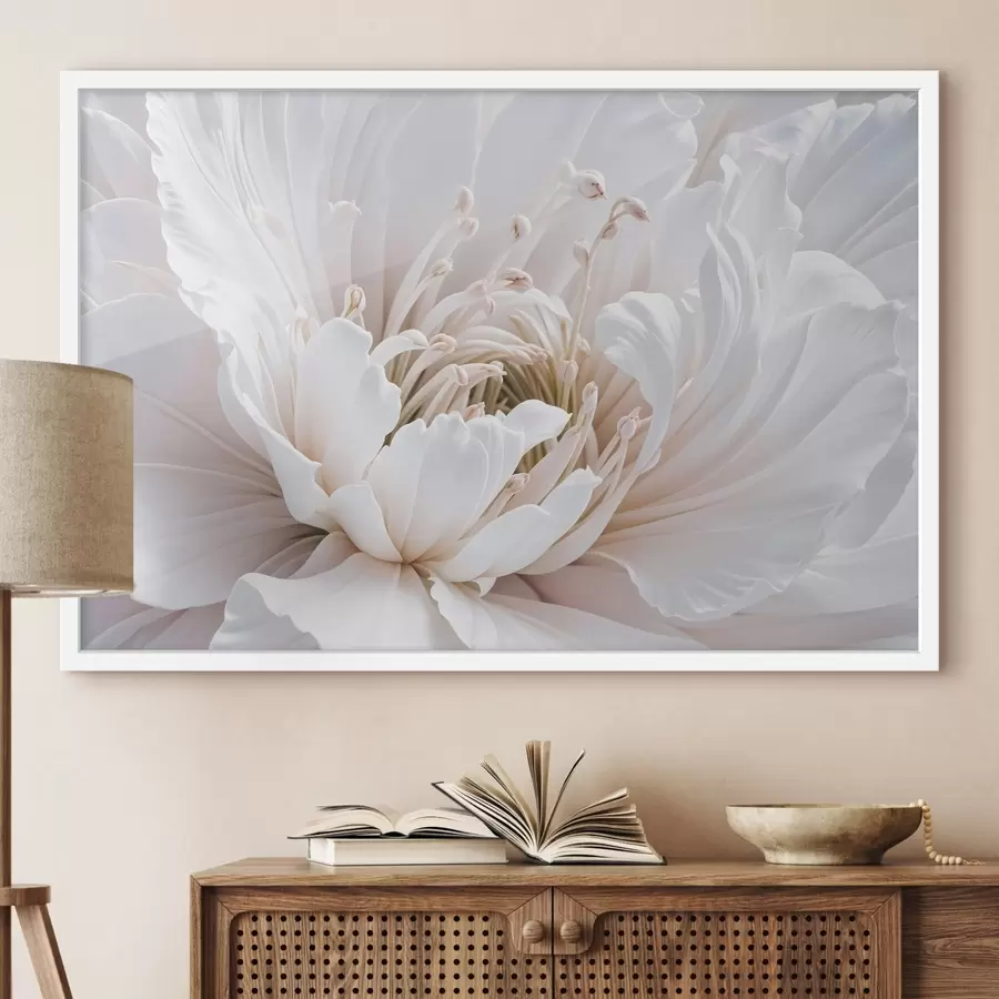 Papier peint Gros plan sur une grande et délicate fleur de couleur pastel aux pétales souples et ondulants f41721