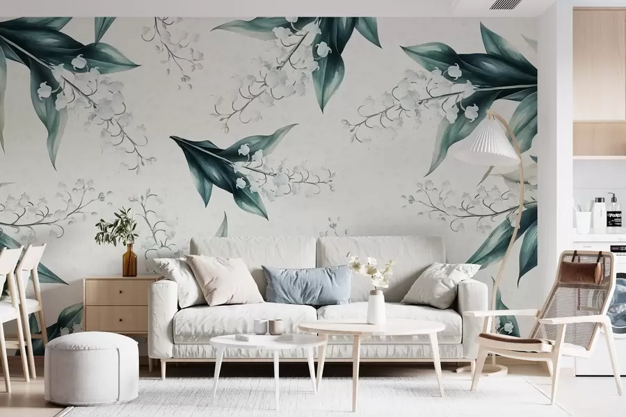 Papier peint muguet délicat sur fond clair w02292