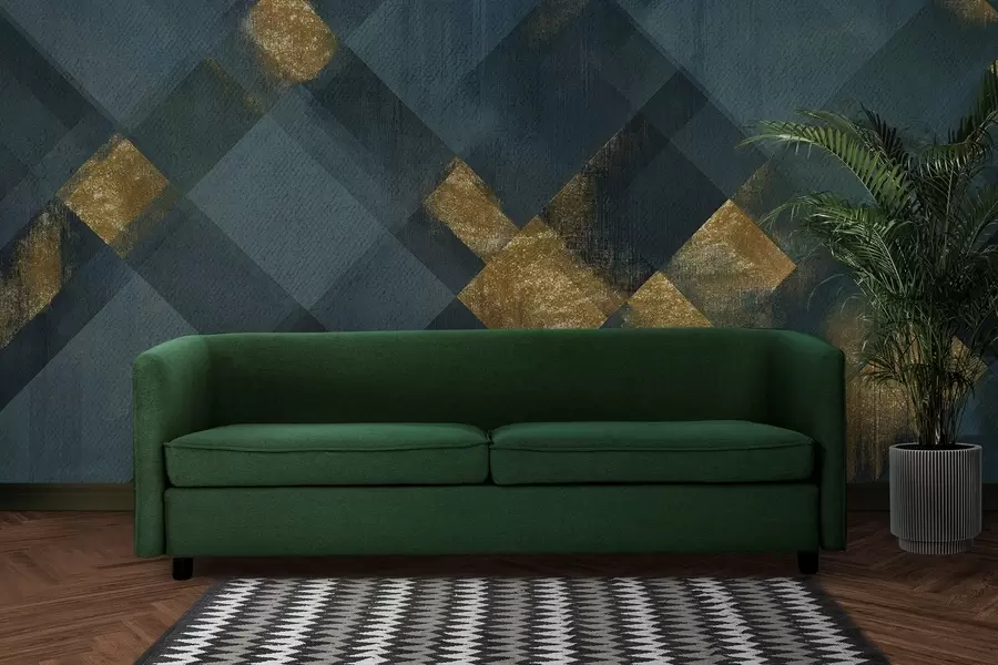 Papier peint géométrie moderne dans un style luxueux avec une teinte émeraude w02340v1