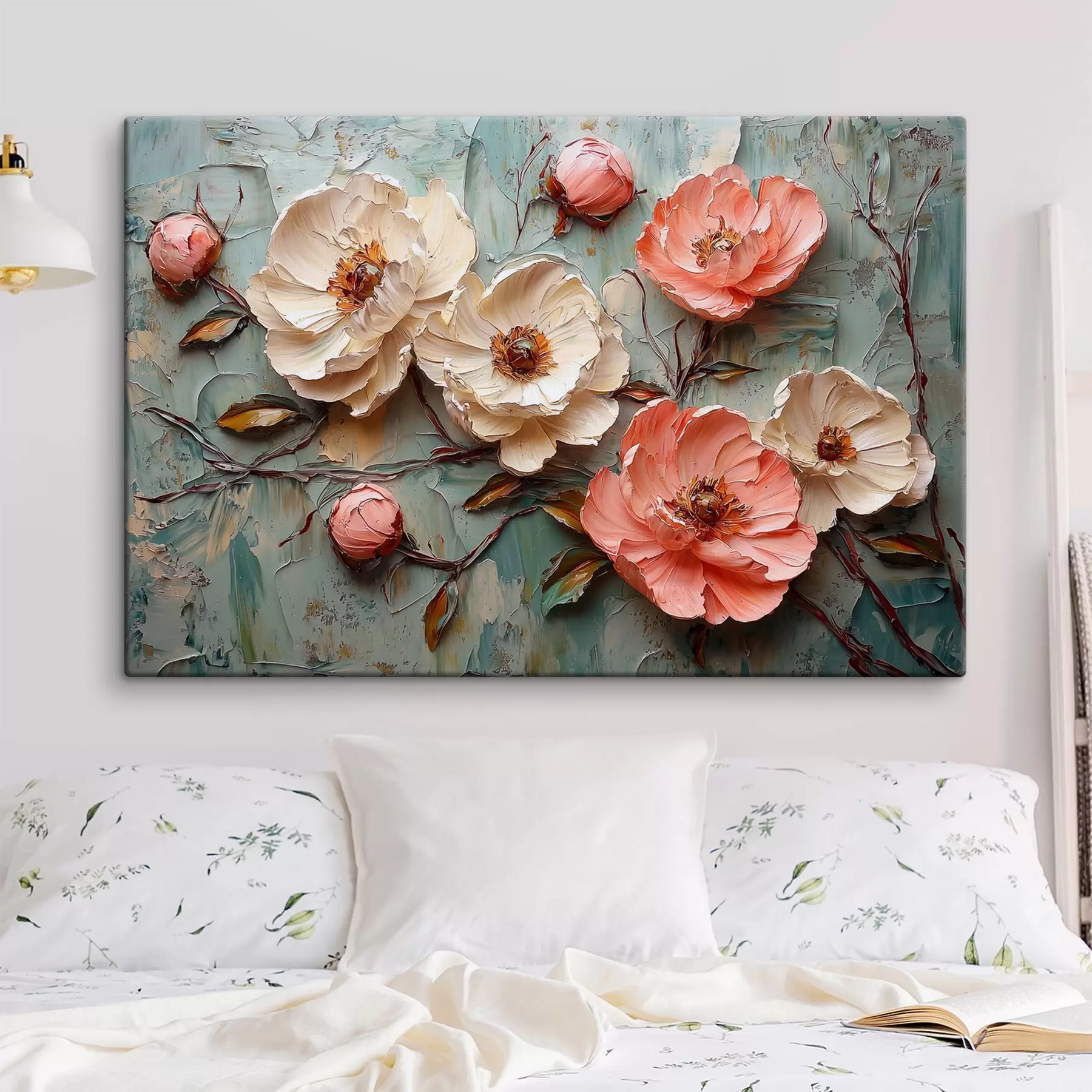 Papier peint Branche de fleurs délicates dans le style de la peinture à l'huile s41827