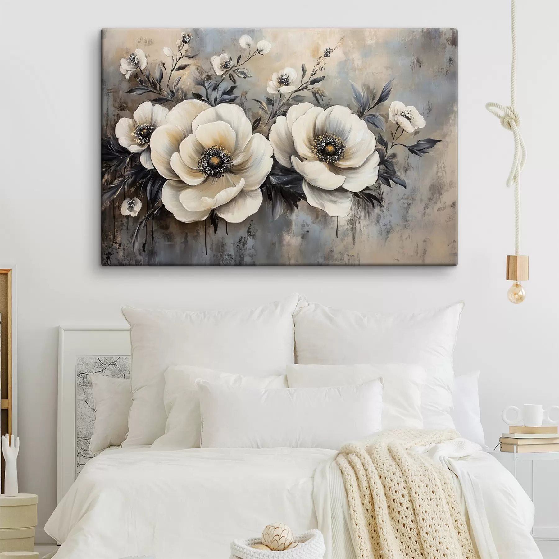 Papier peint Branche de fleurs blanches en style vintage s41828